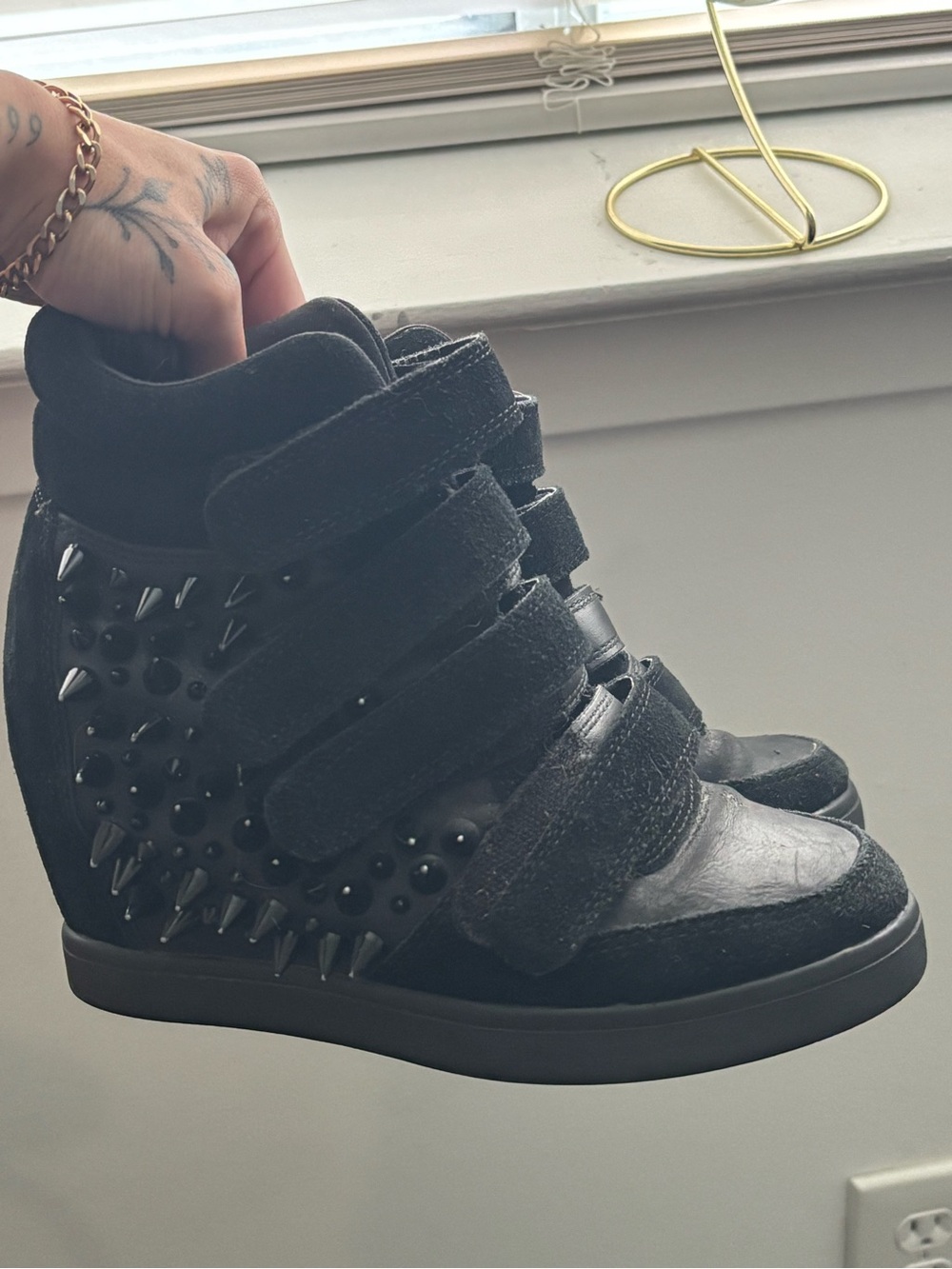 ALDO Black Studded Wedge Sneakers - Women